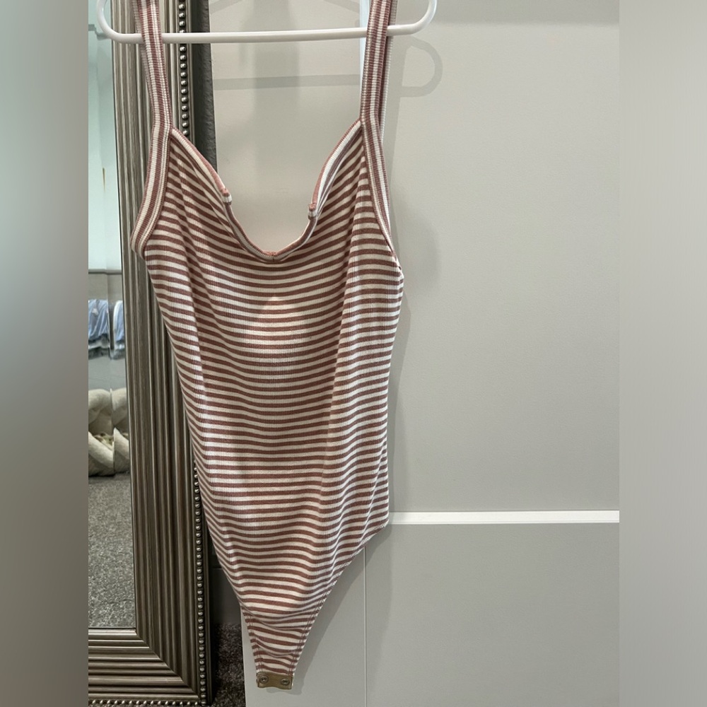 Privacy please striped bodysuit small